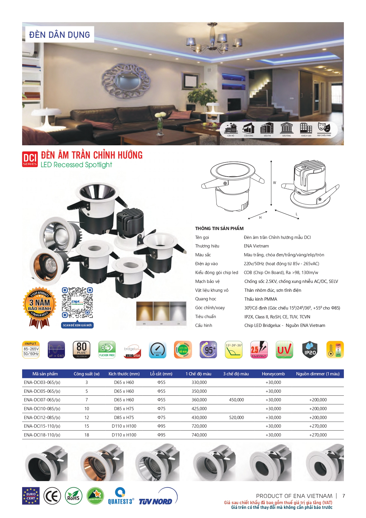 Bảng giá đèn led Ena 2026